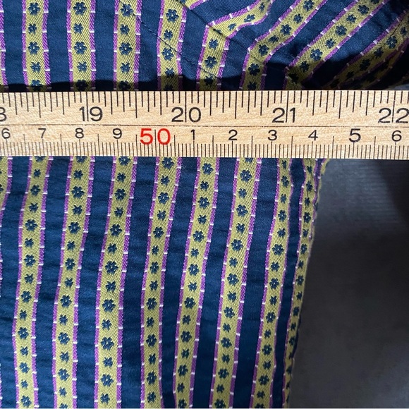 Robert Graham Shirt Mens Small Blue White Striped Tailored Fit Floral Flip Cuff - Picture 3 of 11